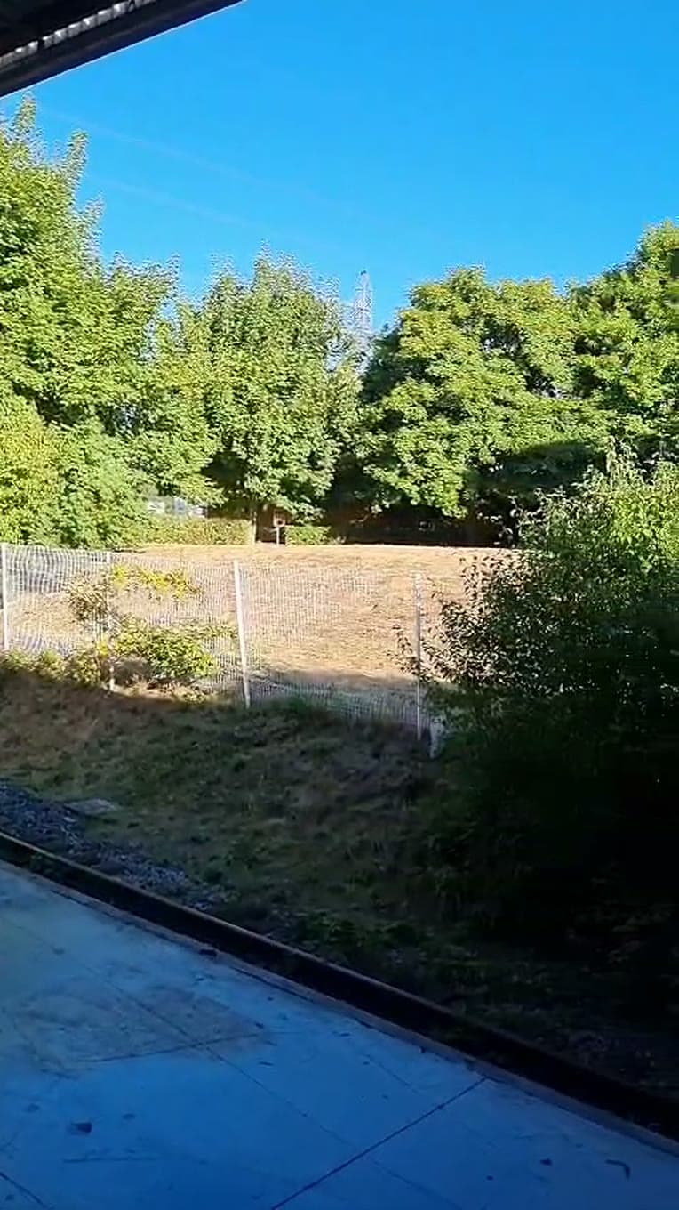 Quai couvert avec rame de wagons le long du bâtiment